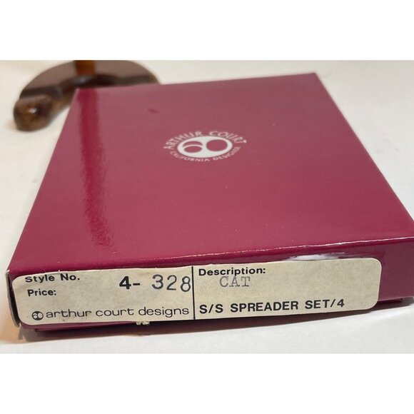 Cat-Themed Stainless Steel Cheese Spreaders With Pewter Handles Set Of 4 - Picture 8 of 8